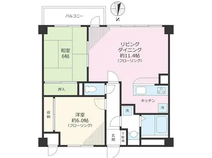 サニーメゾン本郷(2LDK/3階)の間取り写真