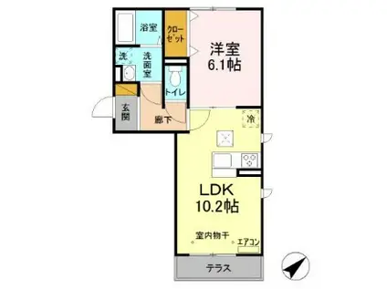 ハナブサ IV(1LDK/1階)の間取り写真