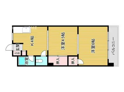 ツダフラット(2DK/3階)の間取り写真