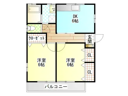 アルファメゾン(2DK/2階)の間取り写真