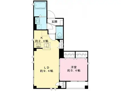 東急大井町線 戸越公園駅 徒歩4分 3階建 築6年(1LDK/2階)の間取り写真