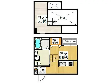 M@萩原天神(1K/1階)の間取り写真