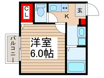 鶴ケ舞54AP(1K/2階)の間取り写真
