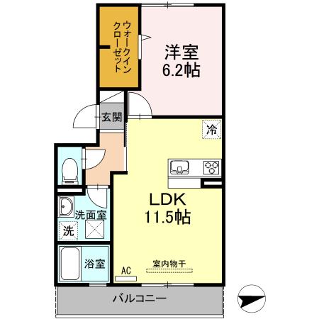 アンベル新山口(1LDK/1階)の間取り写真