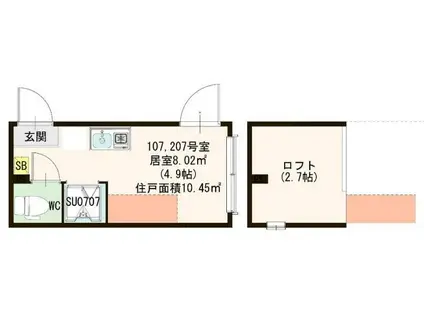ハーモニーテラス中板橋III(ワンルーム/2階)の間取り写真