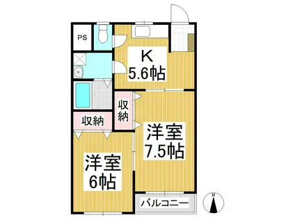 A ONE 山崎(2K/2階)の間取り写真