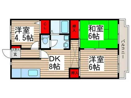 カサベルデ市川(3DK/2階)の間取り写真