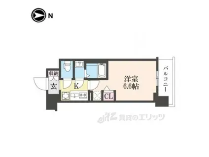 プラシード京都(1K/6階)の間取り写真