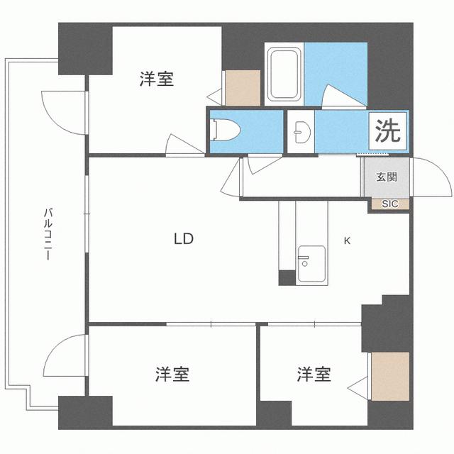 MODERN PALAZZO 天神南II(3LDK/11階)の間取り写真