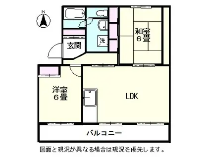 コーポサンライズA棟(2LDK/1階)の間取り写真
