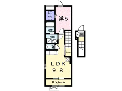 JR仙山線 北山形駅 徒歩16分 2階建 築8年(1LDK/2階)の間取り写真