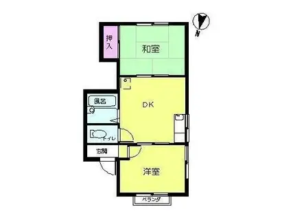 ハイツサウスヒル(2DK/2階)の間取り写真