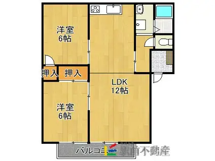 グリフォンガーデン池尻A(2LDK/1階)の間取り写真