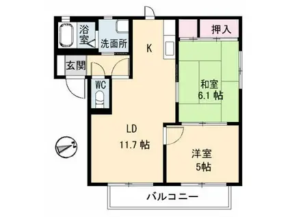 エクシード・ロジュマンA棟(2LDK/1階)の間取り写真