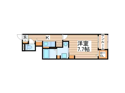 スクエアIS V(1K/1階)の間取り写真