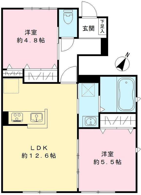 ローズガーデン(2LDK/1階)の間取り写真