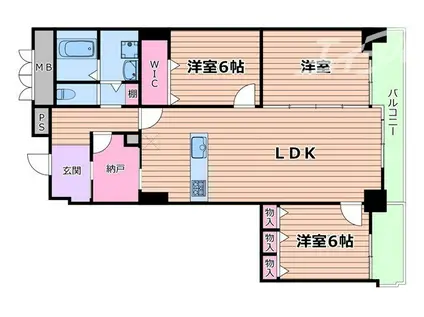 桜宮リバーシティNAC1号棟(3LDK/13階)の間取り写真