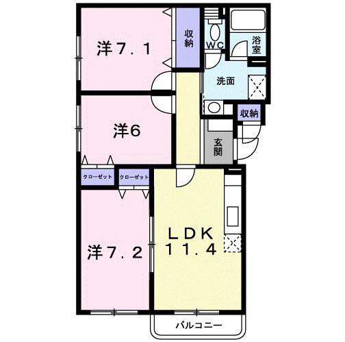 ジェルメ大手町1号棟(3LDK/4階)の間取り写真