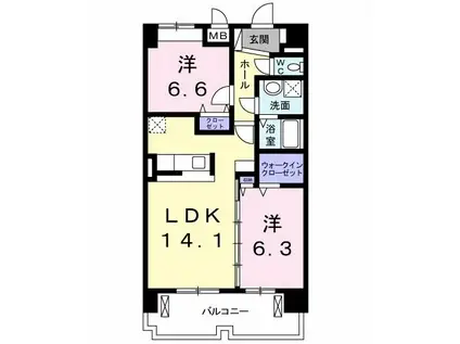 ウィステリア(2LDK/3階)の間取り写真