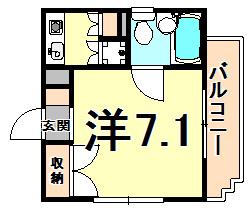 ゼンマンション(ワンルーム/3階)の間取り写真