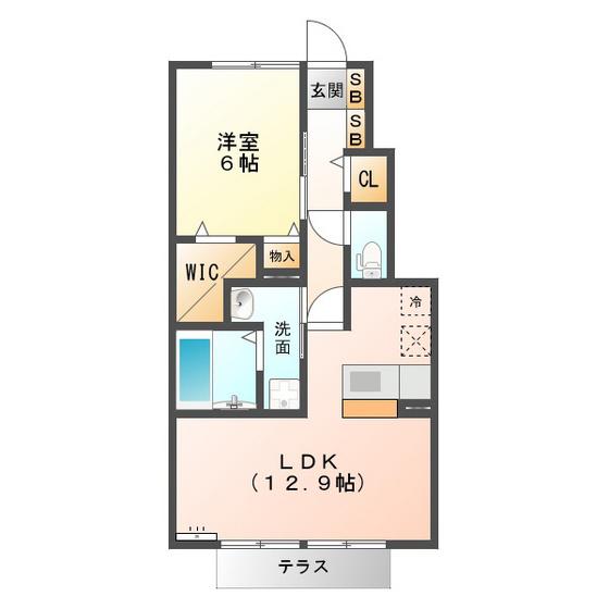 アゼリア岸岡(1LDK/1階)の間取り写真