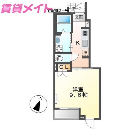ASAHIHILLS(1K/1階)の間取り写真