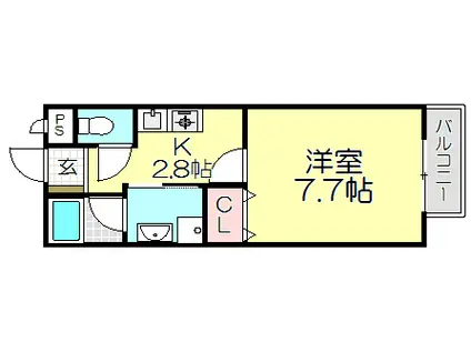 エスエスコーポI(1K/1階)の間取り写真