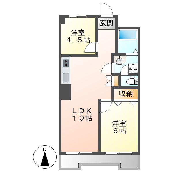 ロンシャン金山(2LDK/9階)の間取り写真