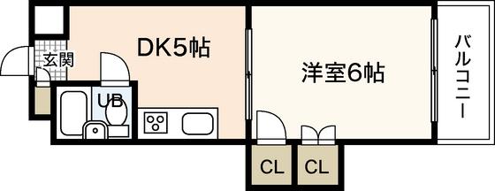 中田ビル三篠(1DK/4階)の間取り写真