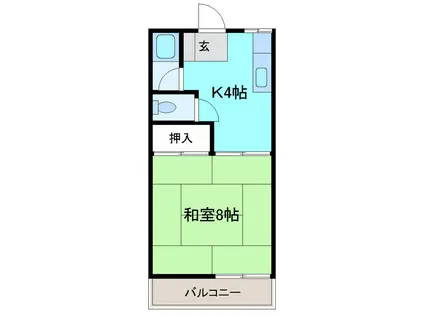グリーンハウス(1K/2階)の間取り写真