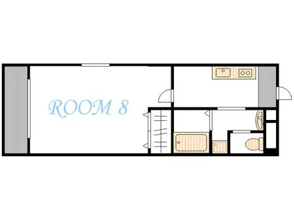 白島九軒町ハイツ(1K/7階)の間取り写真