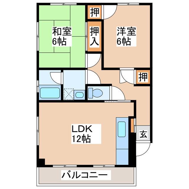 ハイツドリーム(2LDK/2階)の間取り写真