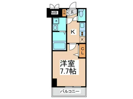 レジュールアッシュ心斎橋LUXE(1K/8階)の間取り写真