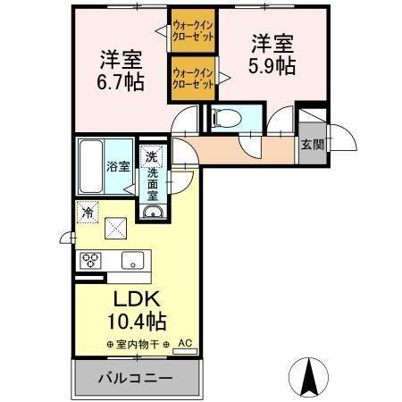 LE CIEL(2LDK/1階)の間取り写真