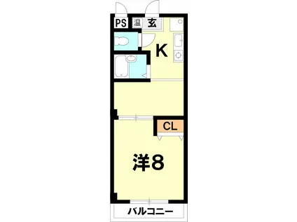 TOHNOマンション(1DK/3階)の間取り写真