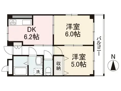 フレグランスAI(2DK/2階)の間取り写真