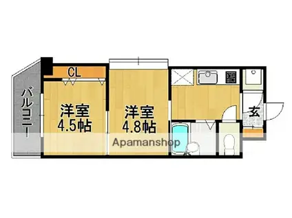 46 V-PROJECT2100天神(2K/2階)の間取り写真