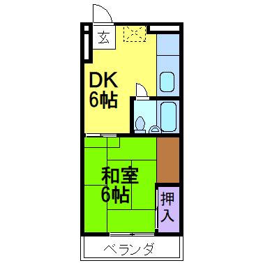 カヌマヒルズ(1DK/3階)の間取り写真