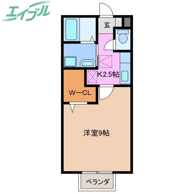 グランディール新正(1K/1階)の間取り写真