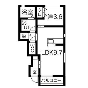 BEL POSTO 星が丘 B棟(1LDK/1階)の間取り写真