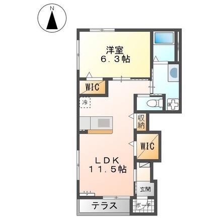ハレクラニ(1LDK/1階)の間取り写真