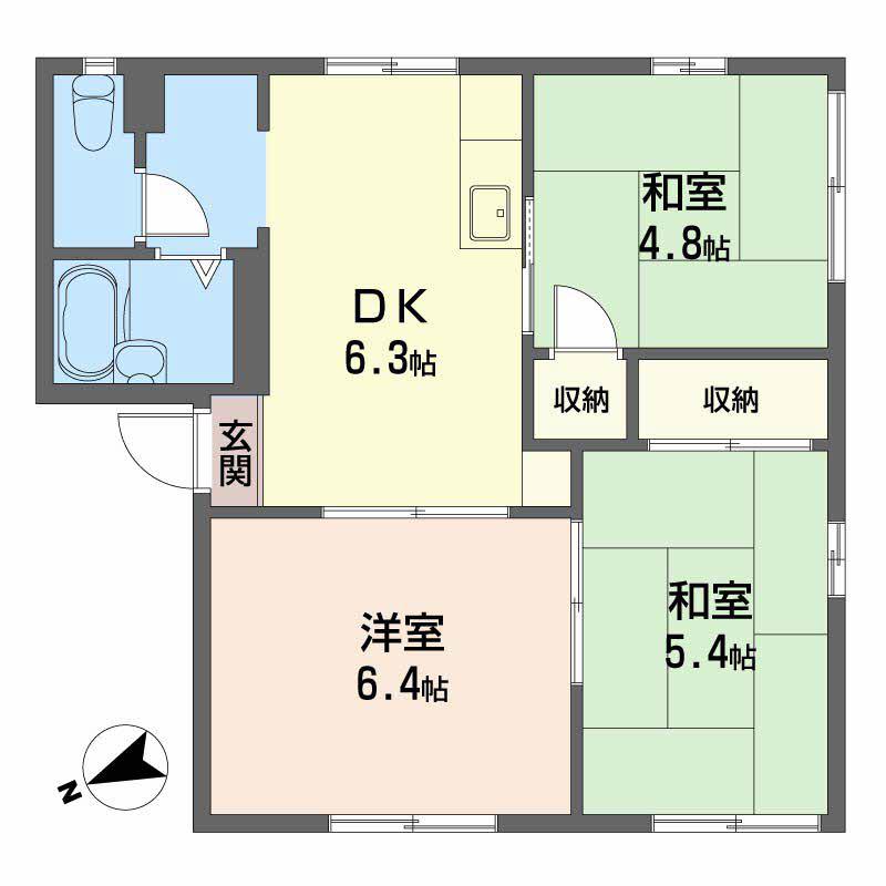 石原アパート(3DK/1階)の間取り写真