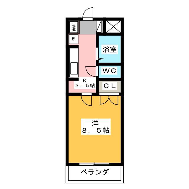 モンレーヴ三方原(1K/2階)の間取り写真