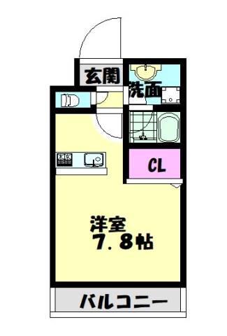 PRIMO鳳(1K/4階)の間取り写真