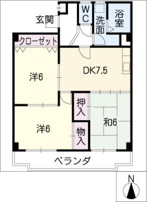 サンハイツ(3DK/3階)の間取り写真