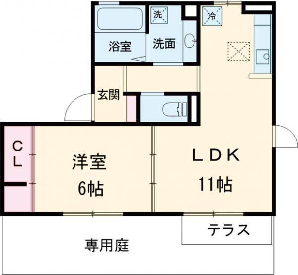 セジュール松泉II(1LDK/1階)の間取り写真