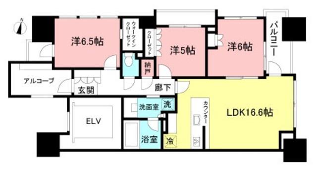 クラッシィハウス芝浦(3LDK/17階)の間取り写真