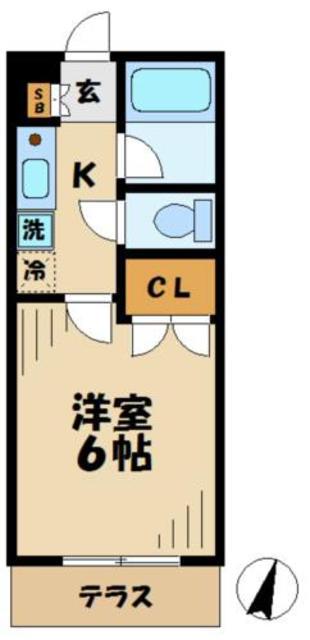 グリーンウッド(1K/2階)の間取り写真
