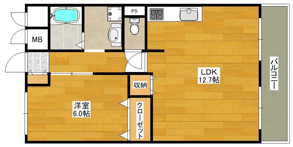 テラジハイツI号館(1LDK/3階)の間取り写真