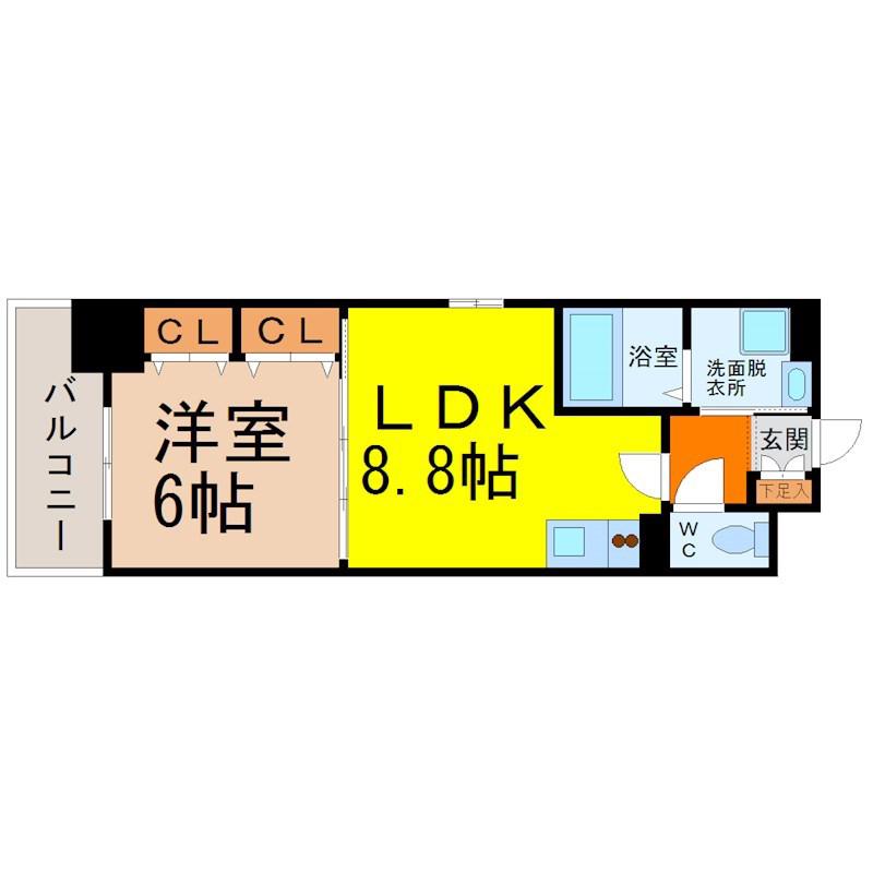 ランドルチェ大須(1LDK/6階)の間取り写真